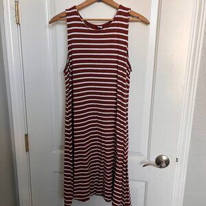 Old Navy Womens Striped Sleeveless Swing Dress Rust Brown White Size Medium